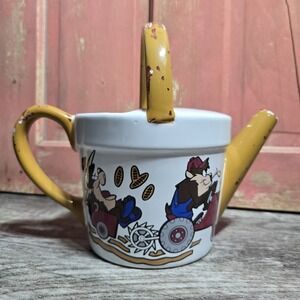 RARE VINTAGE Looney Tunes Watering Can Porky Taz Ceramic Acme Flowerpot 1993‎